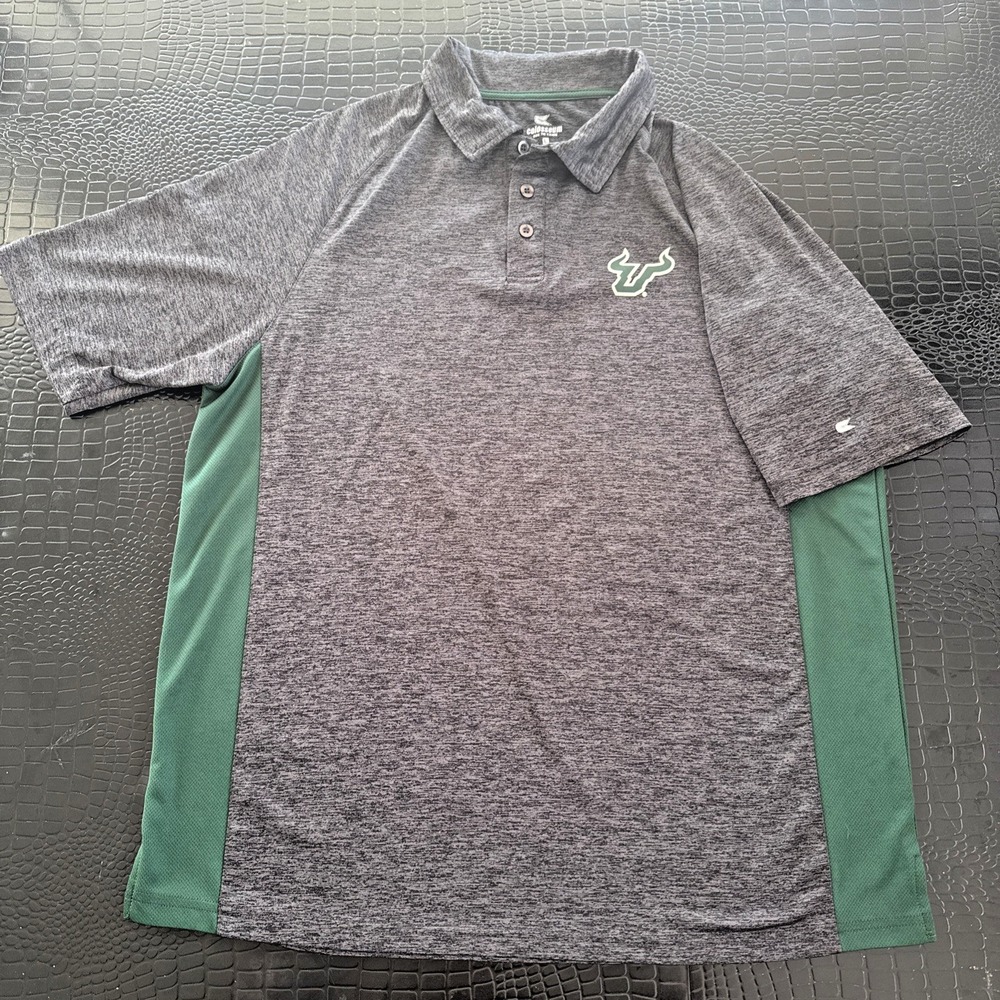 USF University of South Florida Bulls Polo Shirt Men Size Lg Colosseum NCAA